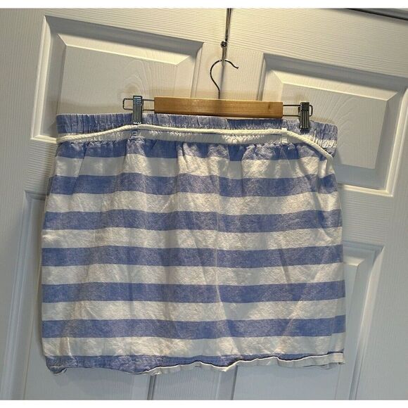 Bob Timberlake Linen Skirt XXLarge Blue White Stripe Drawstring Waist Pockets - Picture 2 of 6